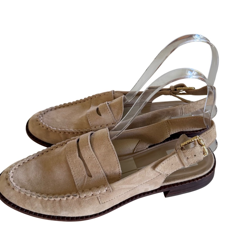 Dolce Vita Womens Suede Slingback Penny Loafers Tan Sand Size 8.5 Flat Shoes